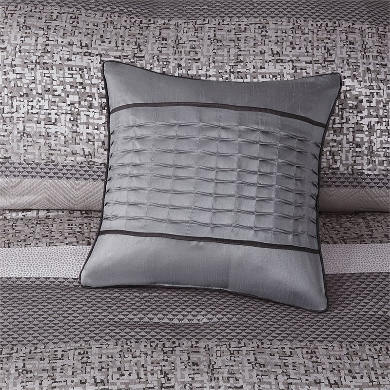 Madison Park Rhapsody 7-Piece Polyester Jacquard Comforter Set in Gray/Taupe
