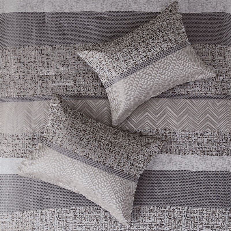 Madison Park Rhapsody 7-Piece Polyester Jacquard Comforter Set in Gray/Taupe