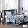 Madison Park Vienna 7-Piece Transitional Cotton Printed Comforter Set in Blue