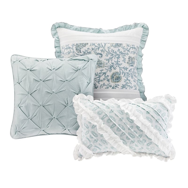 Madison Park Dawn 9-Piece Cotton Printed Comforter Set w/ Pintuck in Blue