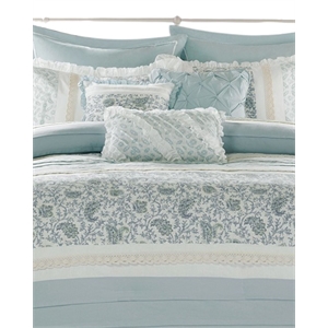 Madison Park Dawn 9-Piece Cotton Printed Comforter Set w/ Pintuck in Blue