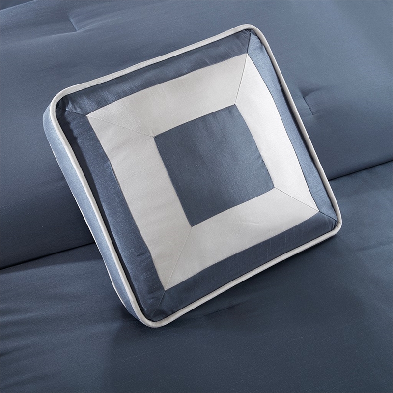 Madison Park Genevieve 7-Piece Polyester Polyoni Comforter Set in Navy