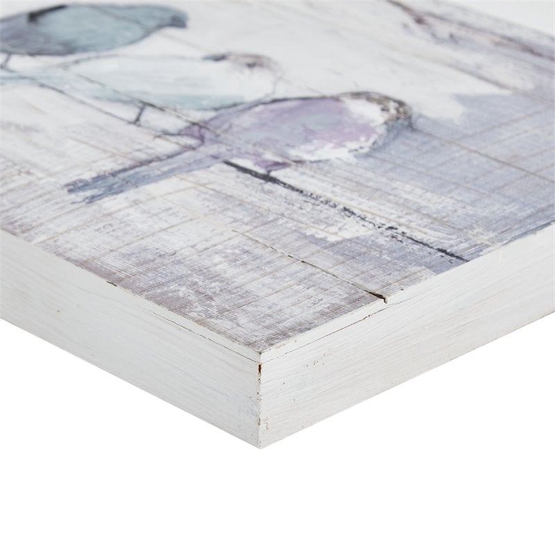 Madison Park Traditional MDF Wood Perched Birds Hand Painted Plank in Gray