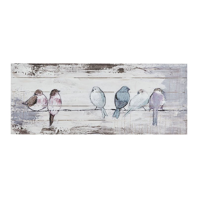 Madison Park Traditional MDF Wood Perched Birds Hand Painted Plank in Gray