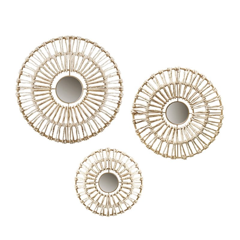 Madison Park 3-Piece Metal Ella Corn Husk Wrapped Metal Wall Decor in Gold