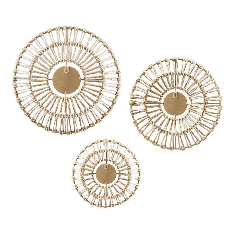 Madison Park 3-Piece Metal Ella Corn Husk Wrapped Metal Wall Decor in Gold