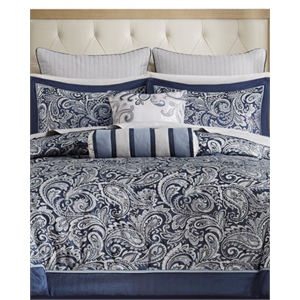 Madison Park Aubrey 12-Piece Polyester Jacquard Comforter Set in Navy