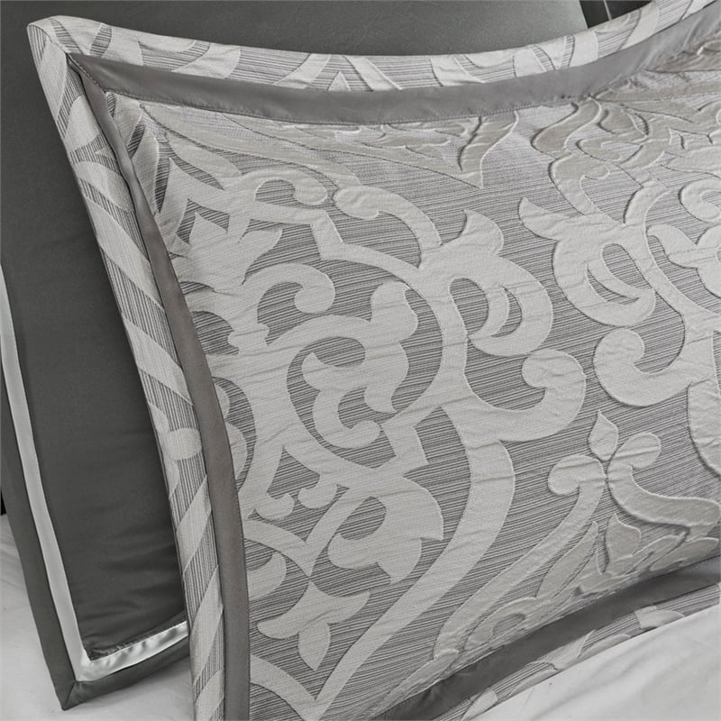 Madison Park Odette 8-Piece Polyester Jacquard Comforter Set in Silver