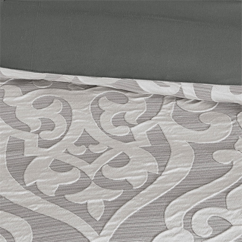 Madison Park Odette 8-Piece Polyester Jacquard Comforter Set in Silver