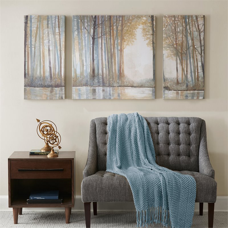 Madison Park 3-Piece Transitional Wood Canvas Set in Multi-Color