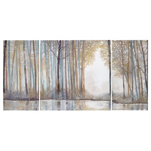 Madison Park 3-Piece Transitional Wood Canvas Set in Multi-Color