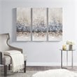 Madison Park 3-Piece Wood Twilight Mystere Hand Embellished Canvas in Gray