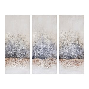 Madison Park 3-Piece Wood Twilight Mystere Hand Embellished Canvas in Gray