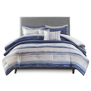 madison park marina 8-piece microfiber comforter and coverlet set in blue