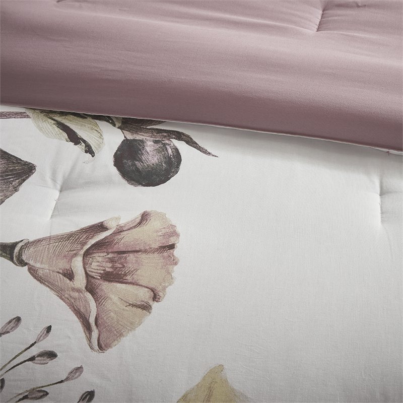 madison park cassandra 8-piece cotton percale printed comforter set in pink