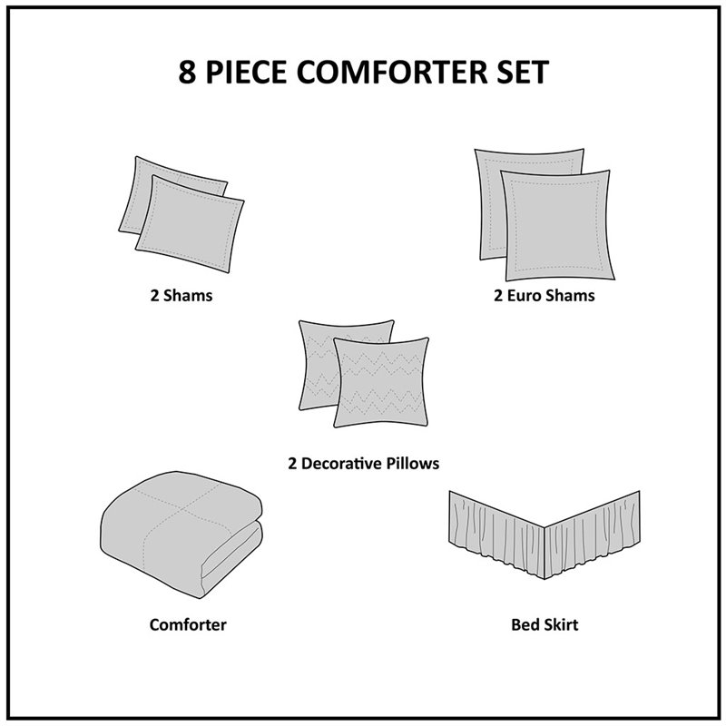 madison park cassandra 8-piece cotton percale printed comforter set in pink