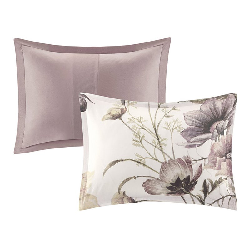 madison park cassandra 8-piece cotton percale printed comforter set in pink