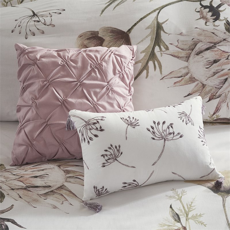 madison park cassandra 8-piece cotton percale printed comforter set in pink