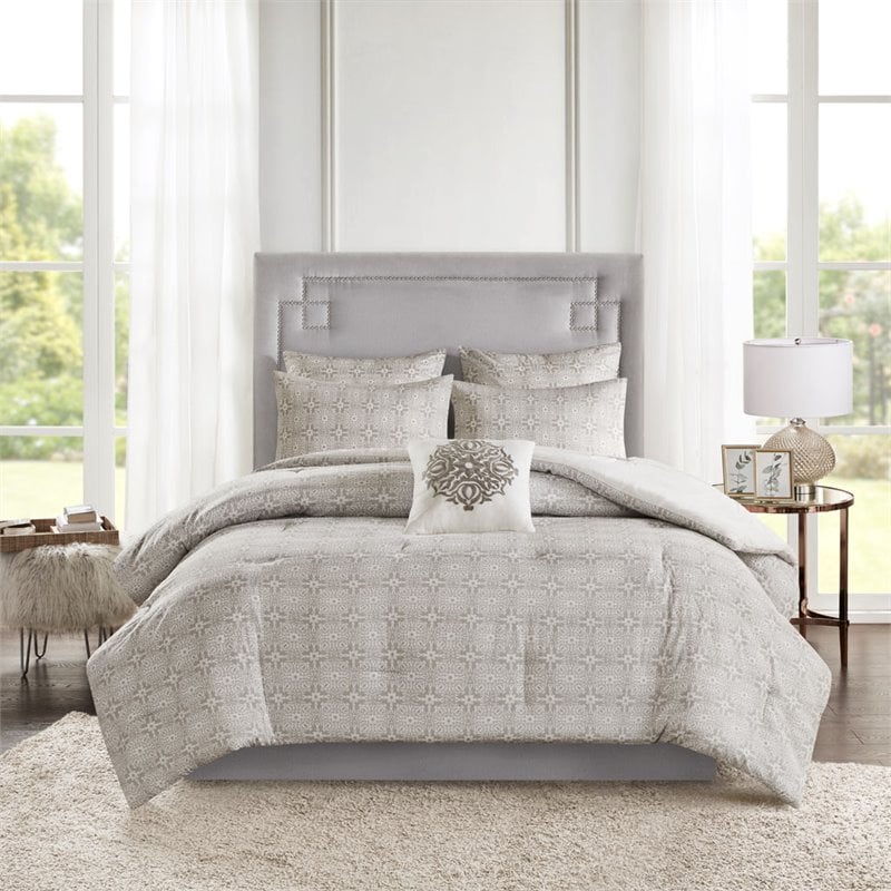 Madison Park Malia 6-Piece Farmhouse Embroidered Cotton Comforter Set in Ivory