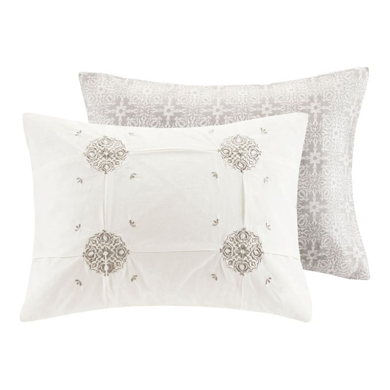 Madison Park Malia 6-Piece Farmhouse Embroidered Cotton Comforter Set in Ivory