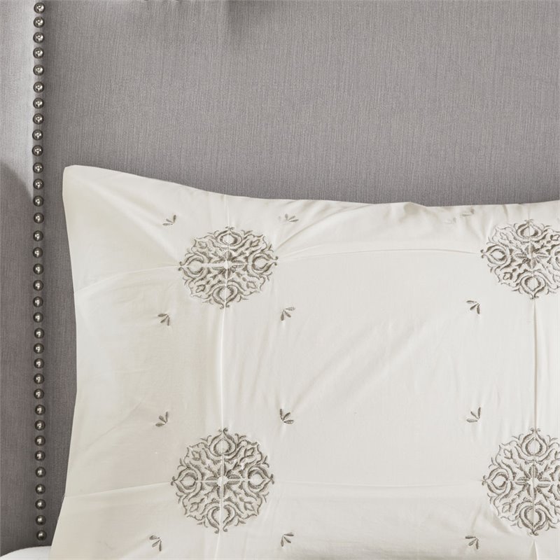 Madison Park Malia 6-Piece Farmhouse Embroidered Cotton Comforter Set in Ivory