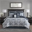 Madison Park Odette 8-Piece Polyester Jacquard Comforter Set in Navy