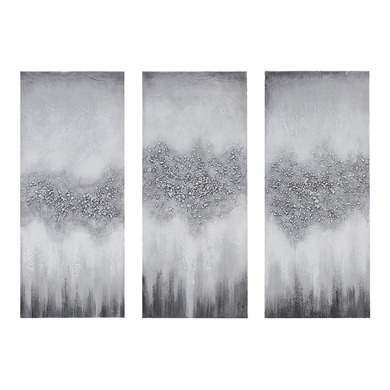 Madison Park 3-Piece MDF Wood Luminous Hand Painted Canvas Set in Gray