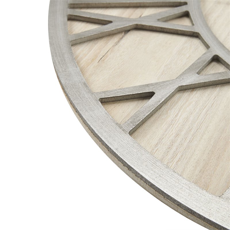 Madison Park Mason Modern MDF Wood and Veneer Wall Clock in Natural