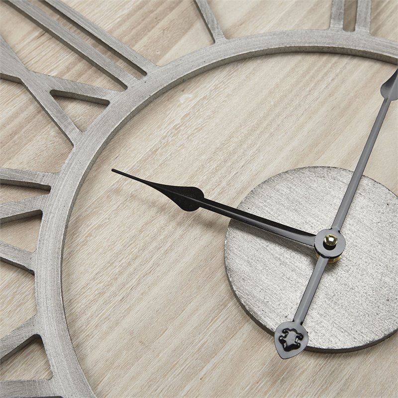 Madison Park Mason Modern MDF Wood and Veneer Wall Clock in Natural