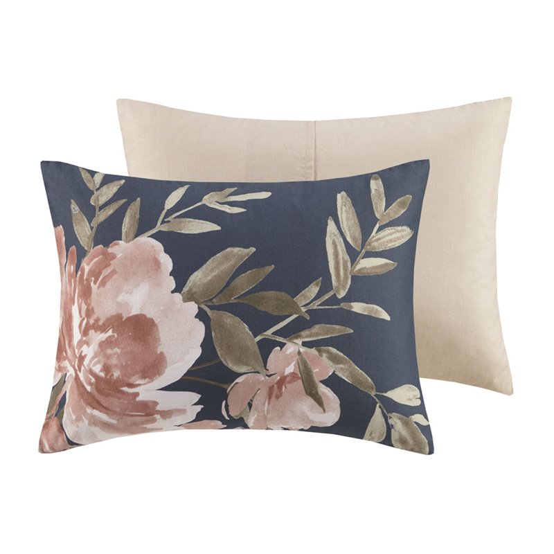 Madison Park Camillia 8-Piece Farmhouse Cotton Printed Comforter Set in Navy