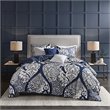 Madison Park Vienna 6-Piece Cotton Printed King/Cal King Duvet Cover Set in Blue
