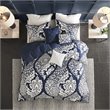 Madison Park Vienna 6-Piece Cotton Printed King/Cal King Duvet Cover Set in Blue
