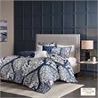Madison Park Vienna 6-Piece Cotton Printed King/Cal King Duvet Cover Set in Blue