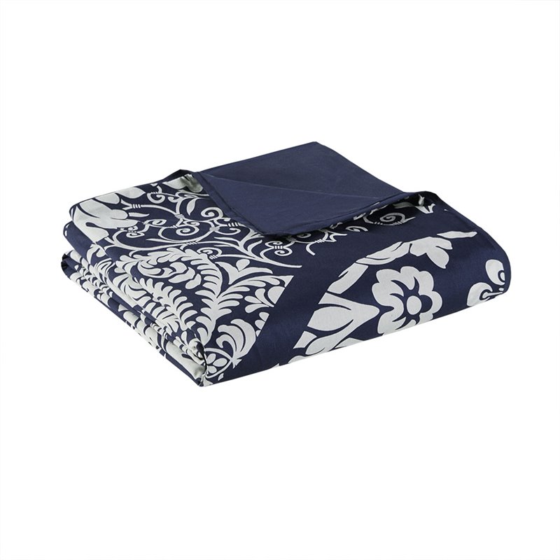 Madison Park Vienna 6-Piece Cotton Printed King/Cal King Duvet Cover Set in Blue