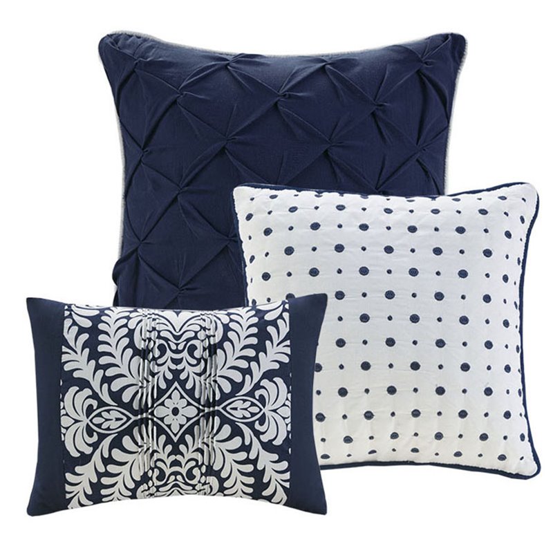 Madison Park Vienna 6-Piece Cotton Printed King/Cal King Duvet Cover Set in Blue