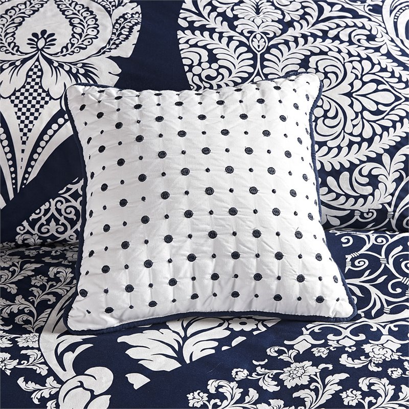 Madison Park Vienna 6-Piece Cotton Printed King/Cal King Duvet Cover Set in Blue