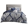Madison Park Vienna 6-Piece Cotton Printed King/Cal King Duvet Cover Set in Blue