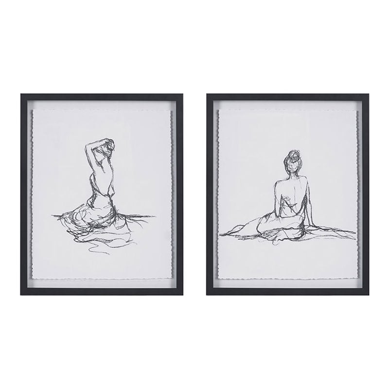 Madison Park Modern Paper and MDF Wood Framed Wall Art in Black (Set of 2)