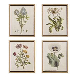 Martha Stewart 4-Piece Wood Framed and Fabric Herbal Botany Canvas Set in Green