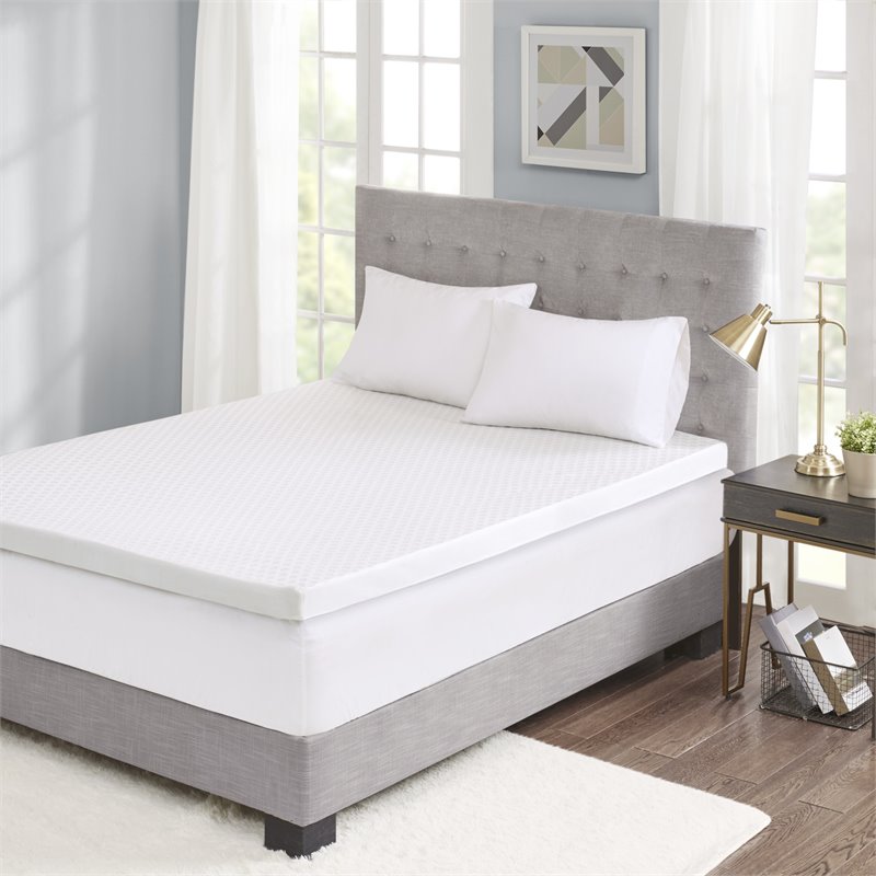 Sleep Philosophy Polyester Fiber and Gel Memory Foam Mattress Topper in White