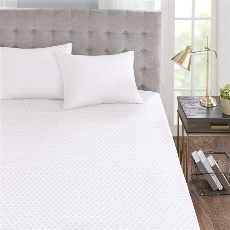 Sleep Philosophy Polyester Fiber and Gel Memory Foam Mattress Topper in White