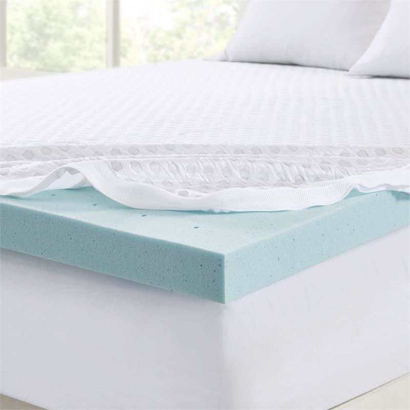 Sleep Philosophy Polyester Fiber and Gel Memory Foam Mattress Topper in White