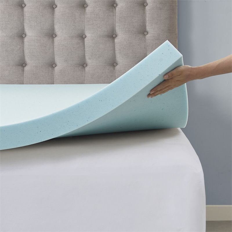 Sleep Philosophy Polyester Fiber and Gel Memory Foam Mattress Topper in White