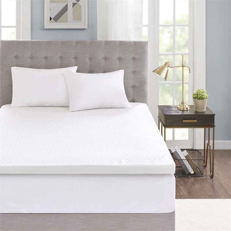 Sleep Philosophy Polyester Fiber and Gel Memory Foam Mattress Topper in White