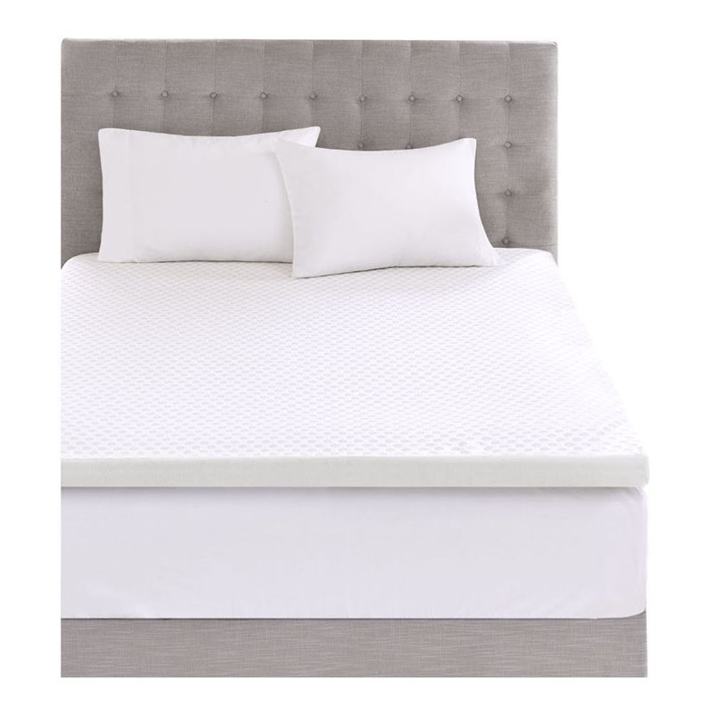 Sleep Philosophy Polyester Fiber and Gel Memory Foam Mattress Topper in White