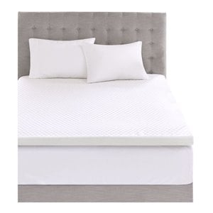 sleep philosophy polyester fiber and gel memory foam mattress topper in white
