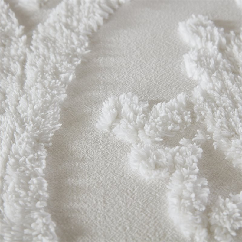 Madison Park Viola 3-Piece Cotton Tufted Full/Queen Duvet Cover Set in Off White