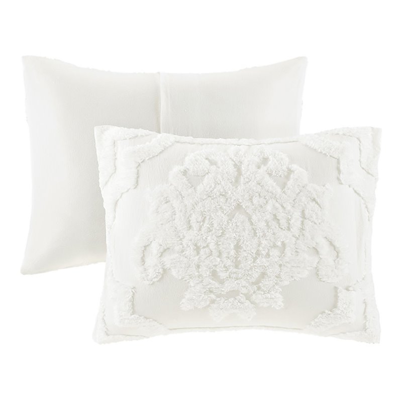Madison Park Viola 3-Piece Cotton Tufted Full/Queen Duvet Cover Set in Off White