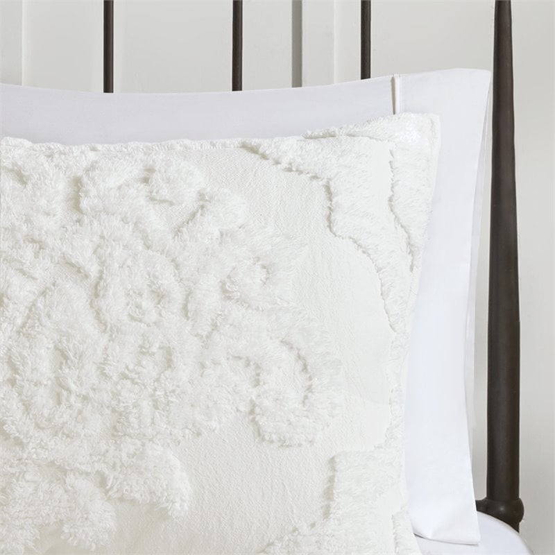 Madison Park Viola 3-Piece Cotton Tufted Full/Queen Duvet Cover Set in Off White