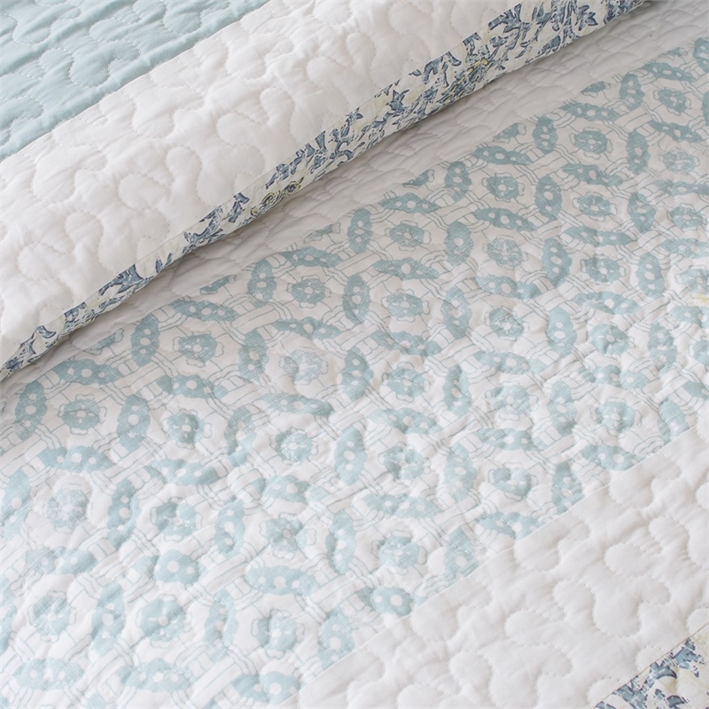 Madison Park Dawn 6-Piece Cotton Percale Printed Coverlet Set in Blue